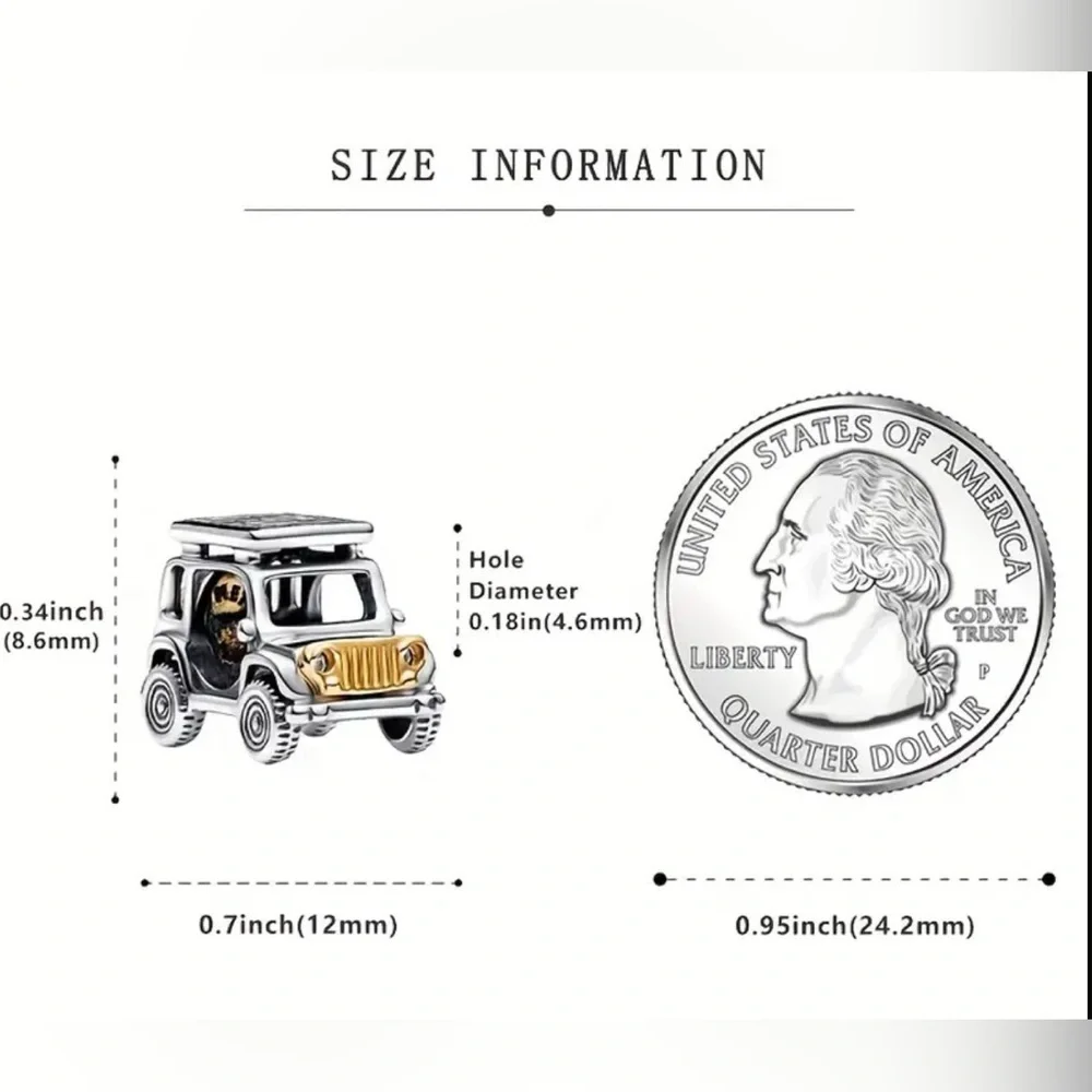 Elegant Sterling Silver and Gold Jeep Charm